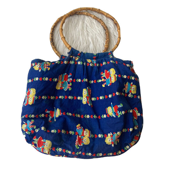 Handmade Purse Wooden Handles Raggedy Ann & Andy Handbag Vintage Casual Cute Fun - Picture 4 of 7